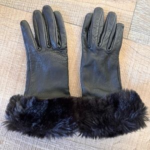 Faux fur leather gloves